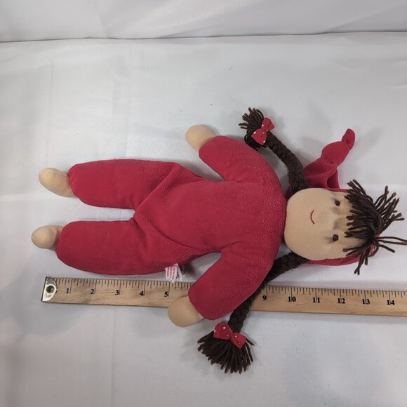 Kathe Kruse Vintage Plush Doll Red Brown Braids Wool Soft Body Hat Waldorf 13" - Picture 11 of 11